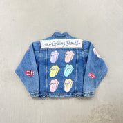 F- HOM Rolling Stones Text & Tongue Logo Reworked Custom Denim Jacket