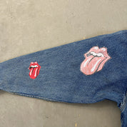 F- HOM Rolling Stones Text & Tongue Logo Reworked Custom Denim Jacket