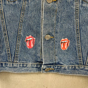 F- HOM Rolling Stones Text & Tongue Logo Reworked Custom Denim Jacket