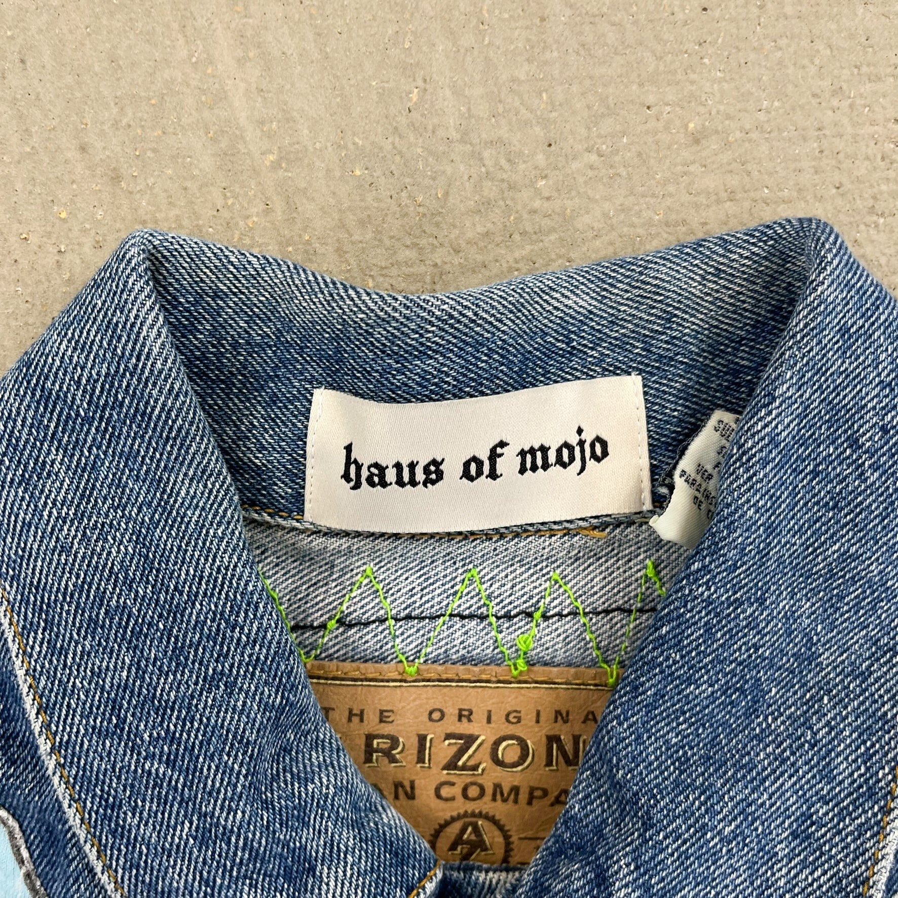 F- HOM Rolling Stones Text & Tongue Logo Reworked Custom Denim Jacket