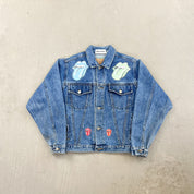 F- HOM Rolling Stones Text & Tongue Logo Reworked Custom Denim Jacket