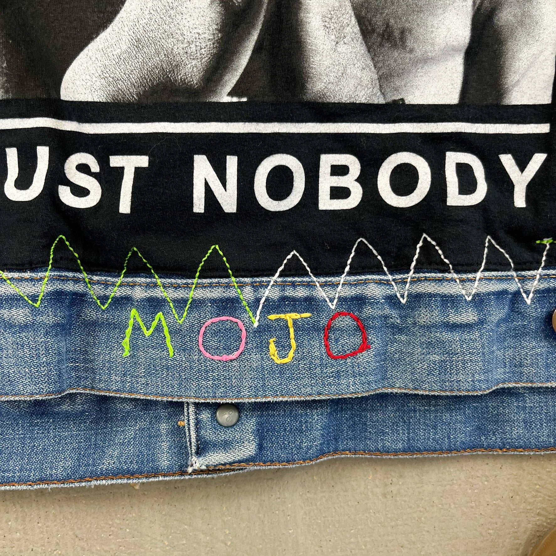 F- HOM AC/DC & Tupac Reworked Custom Denim Jacket