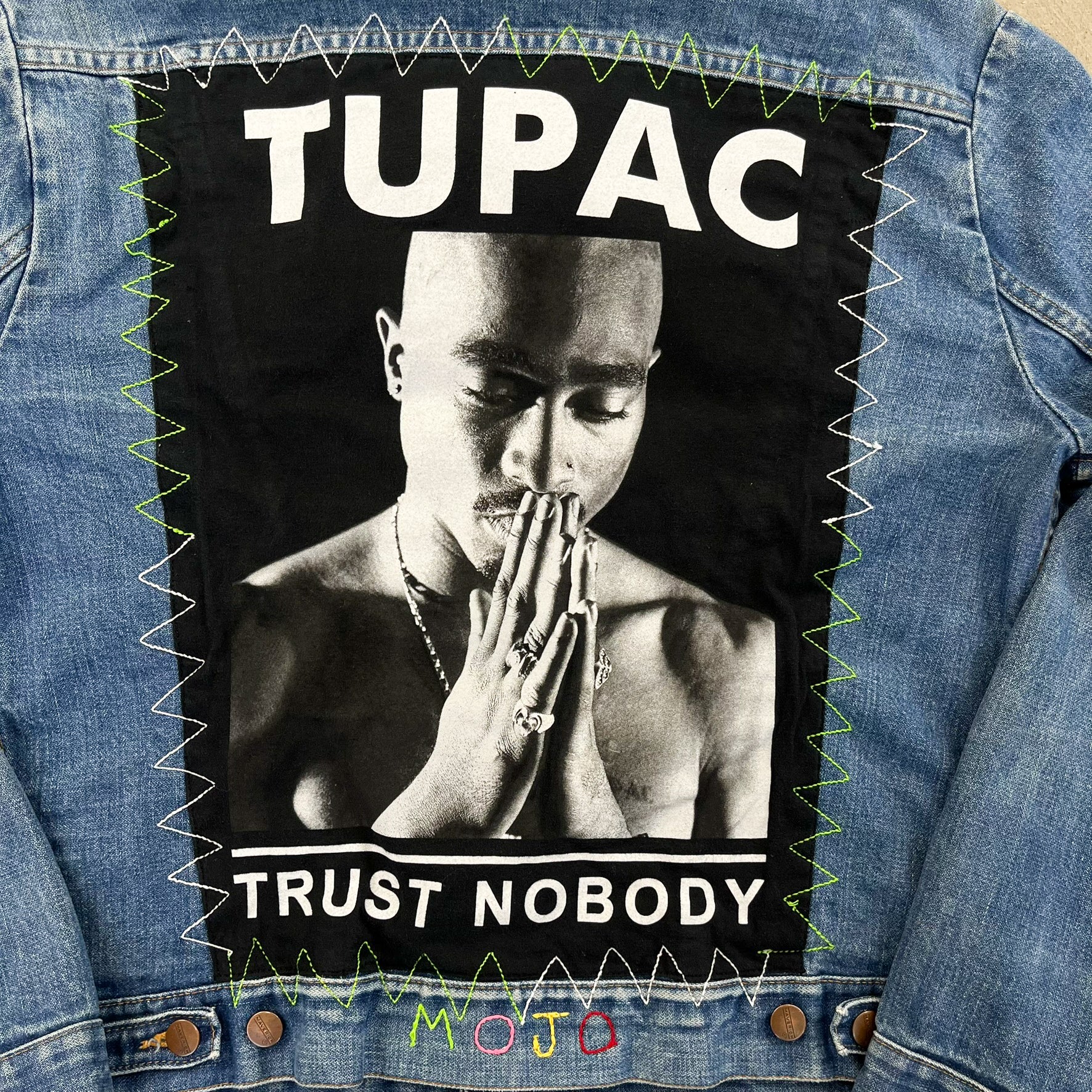 F- HOM AC/DC & Tupac Reworked Custom Denim Jacket