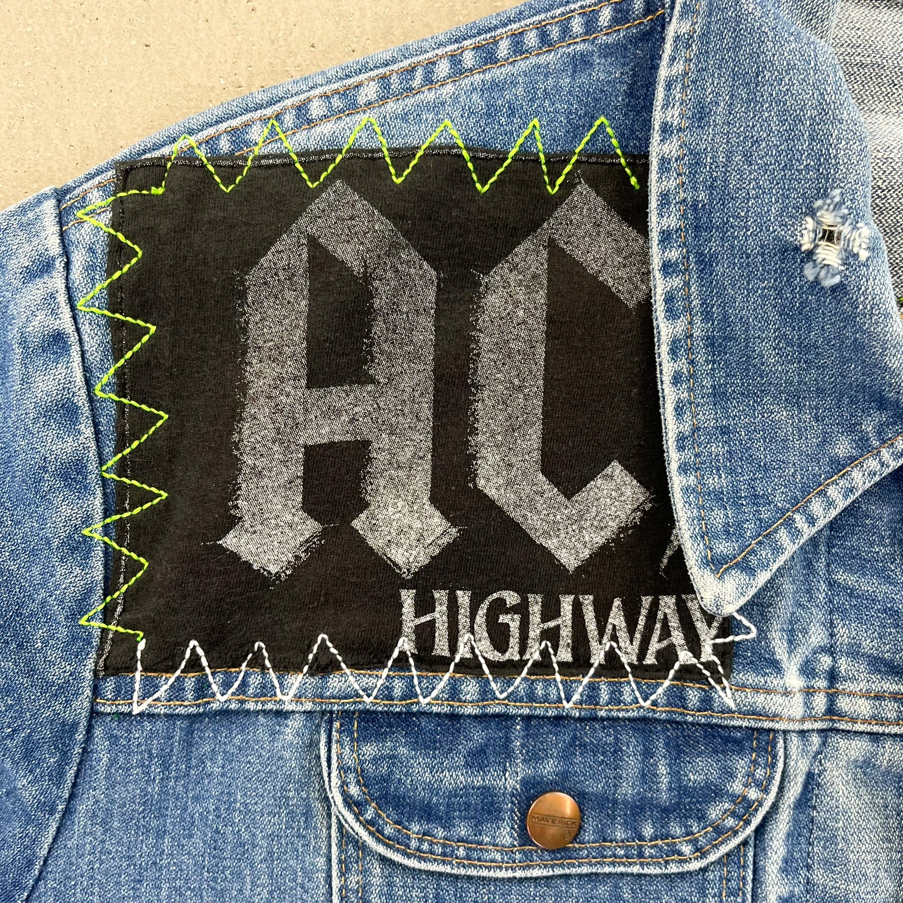 F- HOM AC/DC & Tupac Reworked Custom Denim Jacket