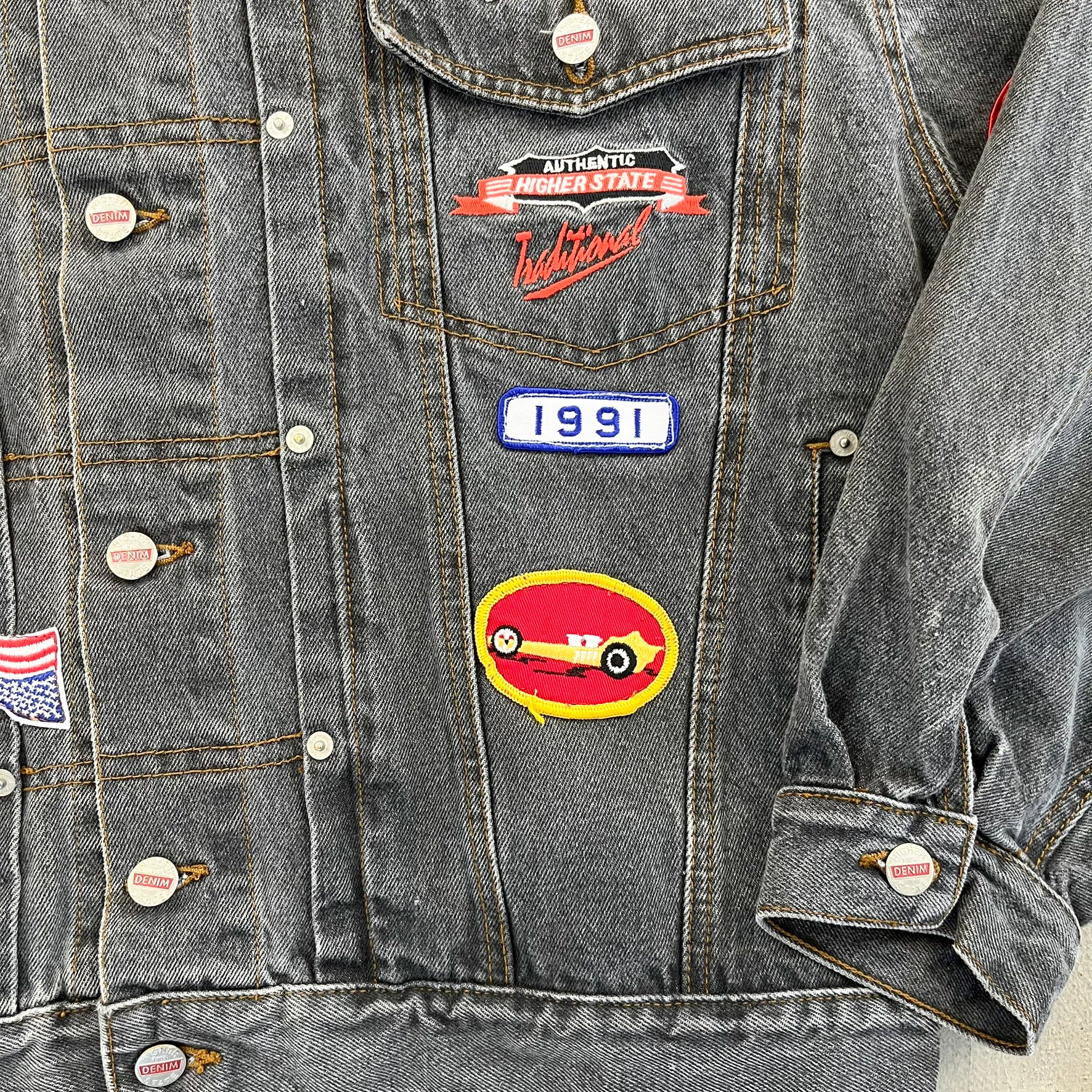 F- HOM All Over Patches Reworked Custom Denim Jacket