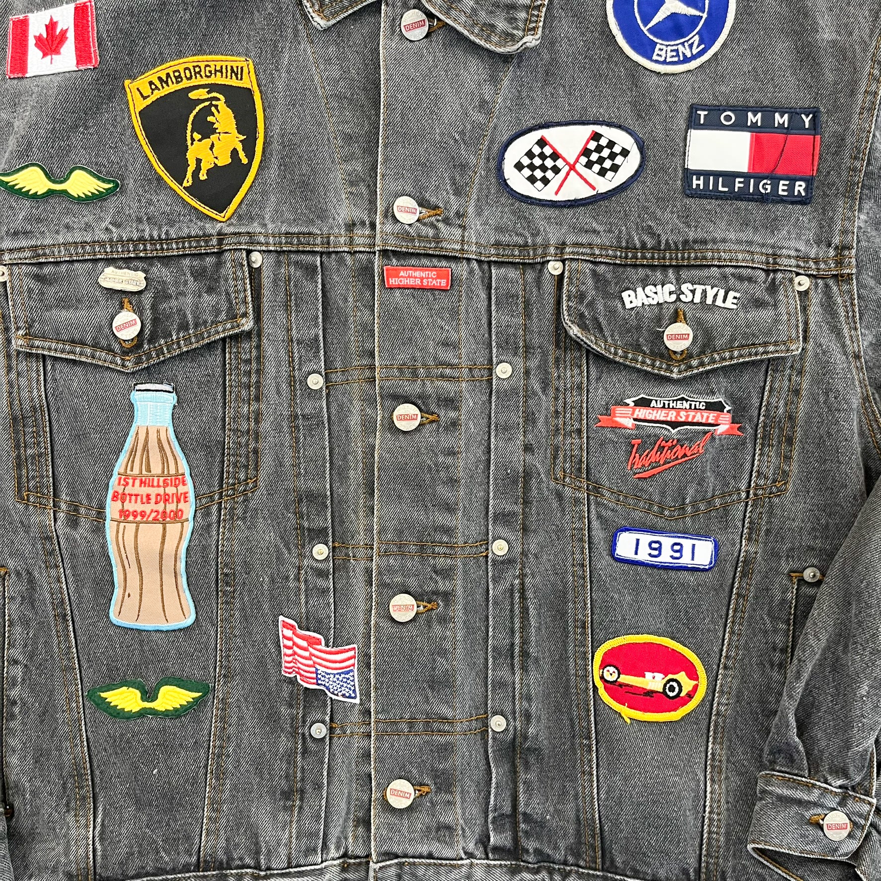 F- HOM All Over Patches Reworked Custom Denim Jacket
