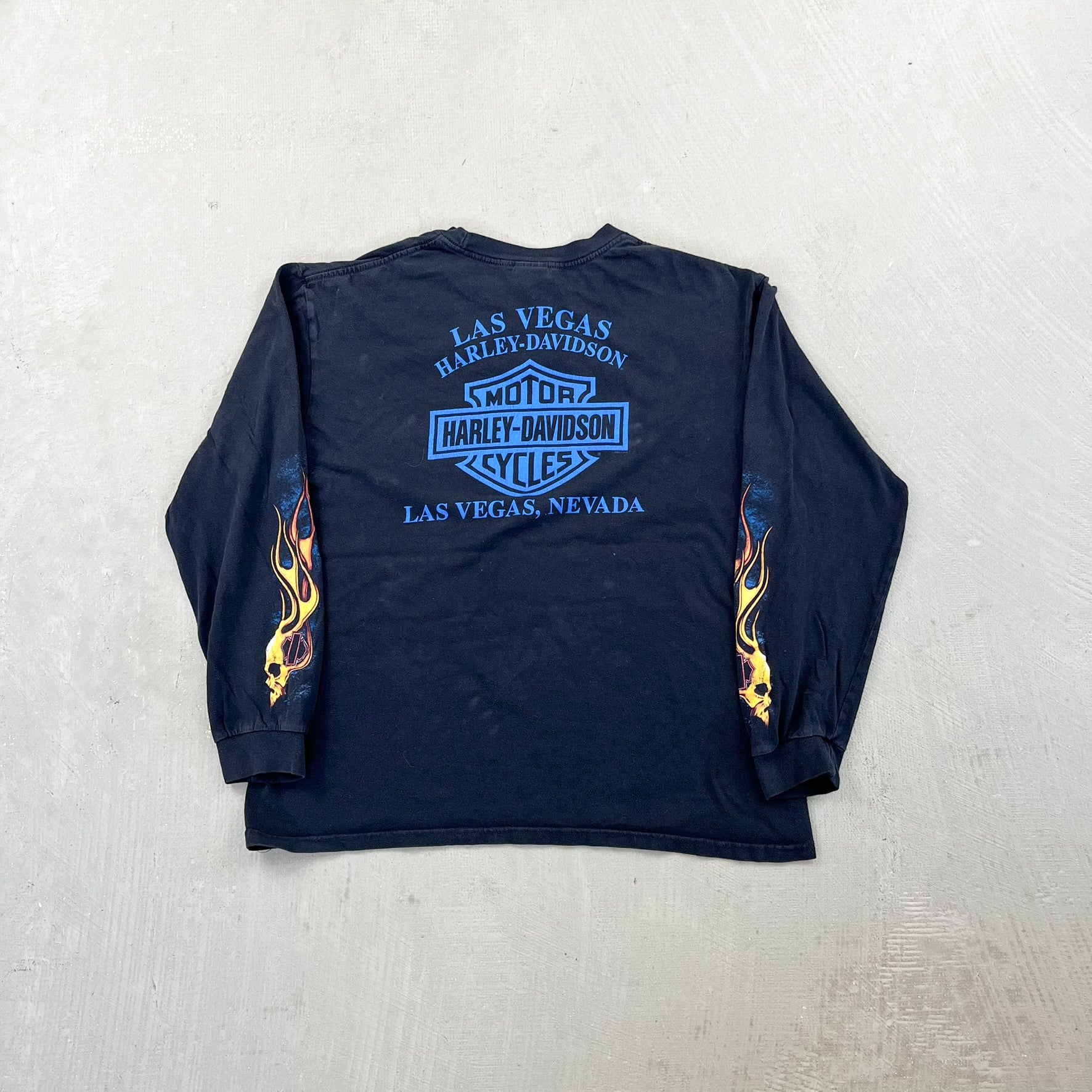 F- '11 Harley Davidson Las Vegas Nevada Skulls & Flames Long Sleeve Tee