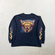 F- '11 Harley Davidson Las Vegas Nevada Skulls & Flames Long Sleeve Tee