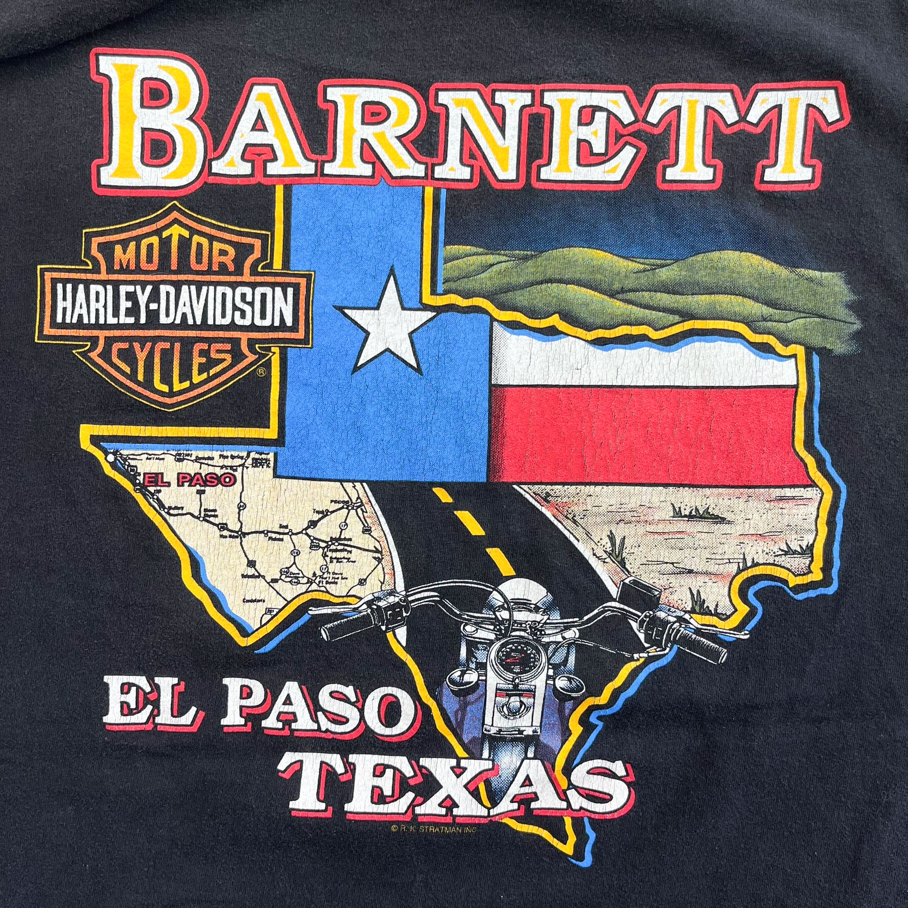 F- Vintage Harley Davidson El Paso Texas Graphic Single Stitch Tee