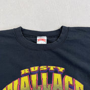 F- Vintage Nascar Rusty Wallace Text & Racing Helmet Graphic Crewneck