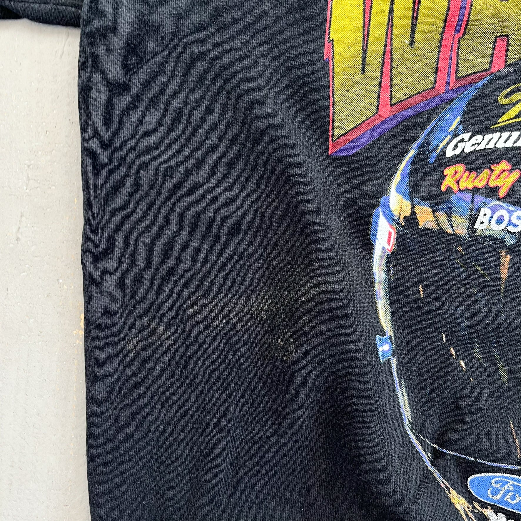 F- Vintage Nascar Rusty Wallace Text & Racing Helmet Graphic Crewneck