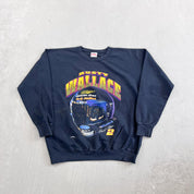 F- Vintage Nascar Rusty Wallace Text & Racing Helmet Graphic Crewneck