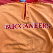 F- Vintage Tampa Bay Buccaneers NFL Embroidered Text Henley Crewneck