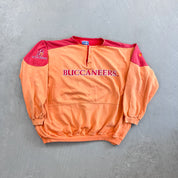 F- Vintage Tampa Bay Buccaneers NFL Embroidered Text Henley Crewneck