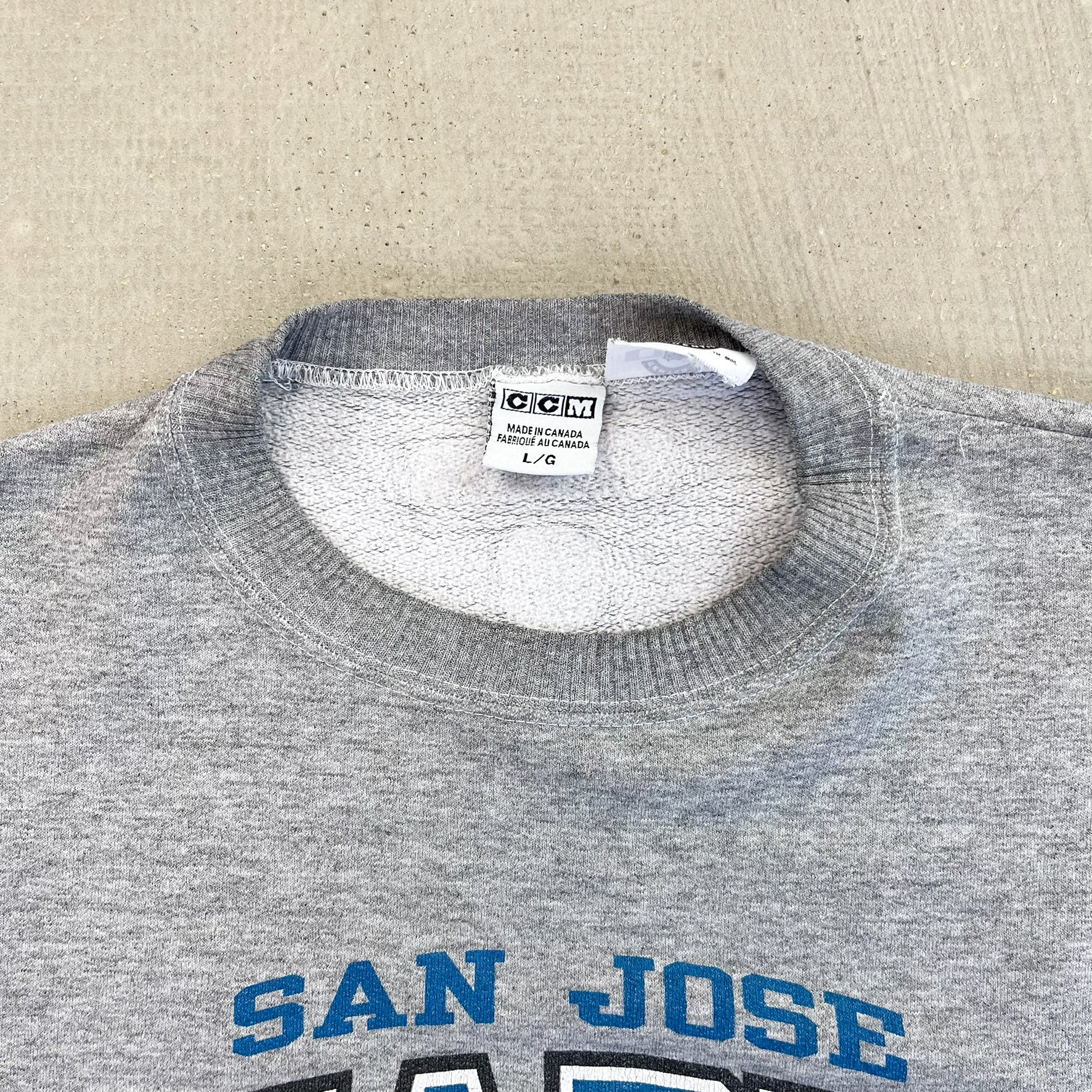 F- Vintage San Jose Shark NHL CCM Logo Crewneck