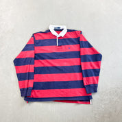 F- Vintage Polo Ralph Lauren Navy/Red Stripped Rugby Shirt