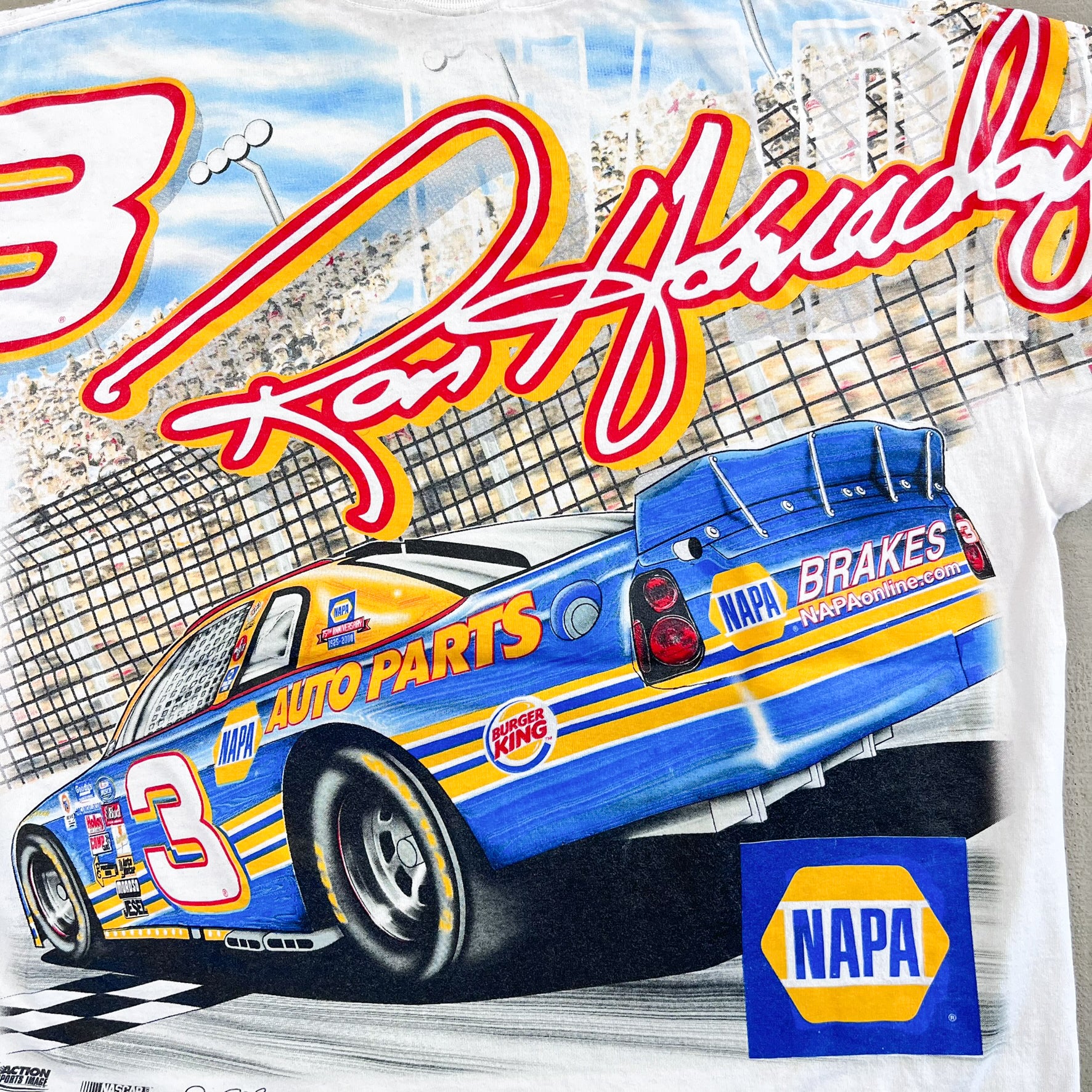 F- Vintage '00 Nascar Ron Hornaday Chase Authentic Car Jumbo Print Tee