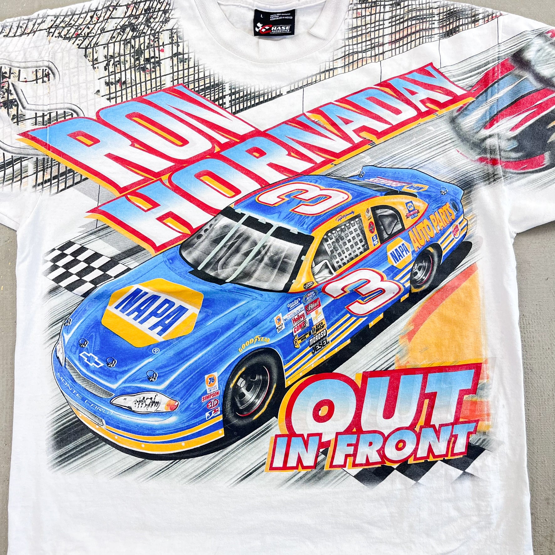 F- Vintage '00 Nascar Ron Hornaday Chase Authentic Car Jumbo Print Tee