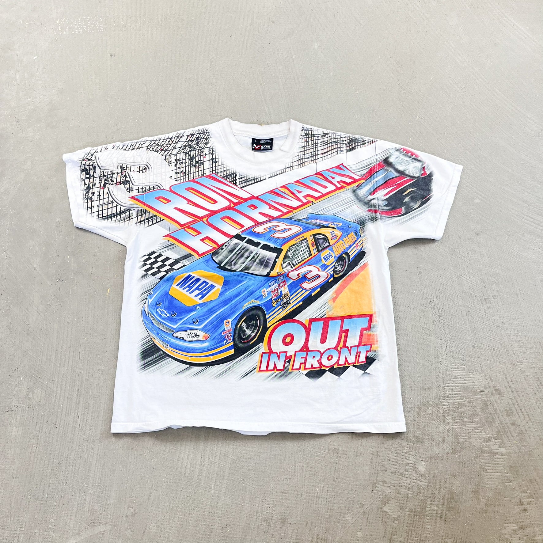 F- Vintage '00 Nascar Ron Hornaday Chase Authentic Car Jumbo Print Tee