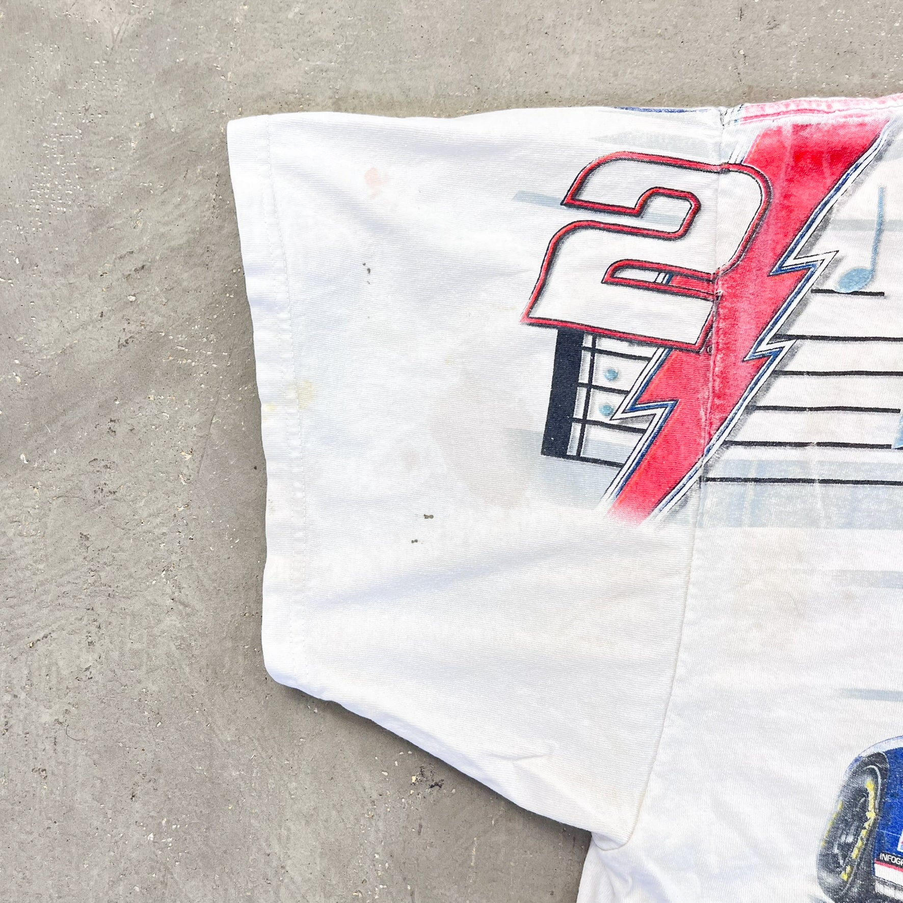 F- Vintage Nascar Rusty Wallace Rockin' In The USA Chase Authentic Car Jumbo Print Tee