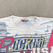 F- Vintage Nascar Rusty Wallace Rockin' In The USA Chase Authentic Car Jumbo Print Tee