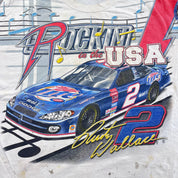 F- Vintage Nascar Rusty Wallace Rockin' In The USA Chase Authentic Car Jumbo Print Tee