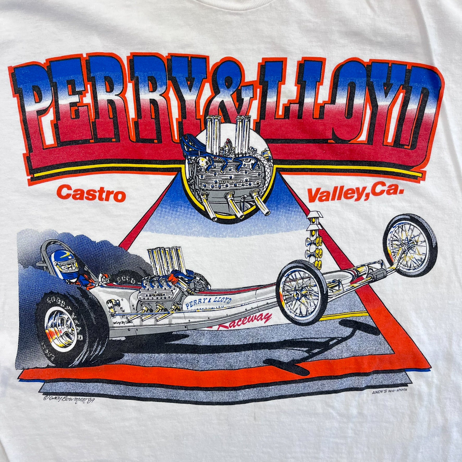 F- Vintage '89 Perry & Lloyd Racing Car Graphic Single Stitch Tee