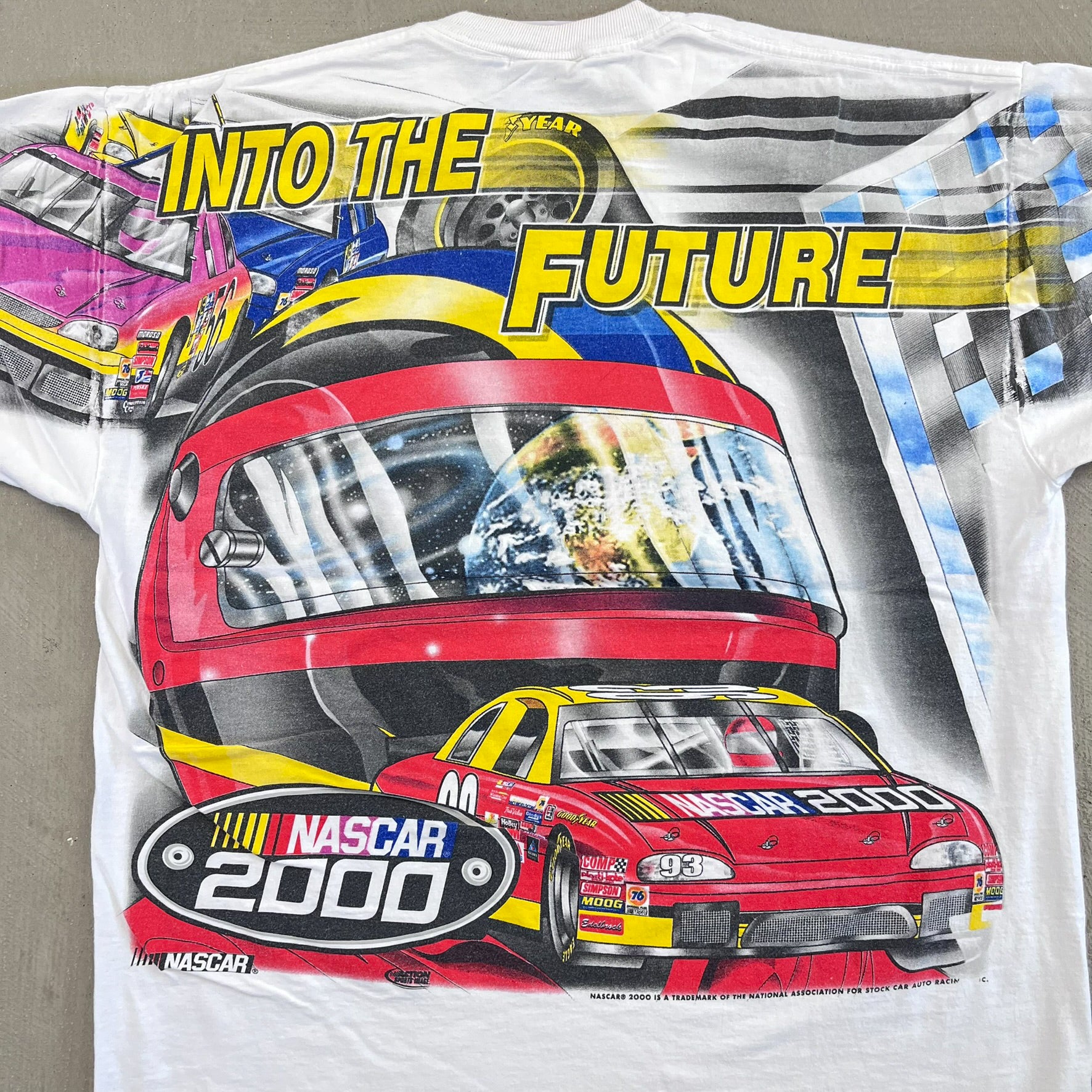F- Vintage '00 Nascar Into The Future Beaches To Black Tops Chase Authentic Jumbo Print Tee