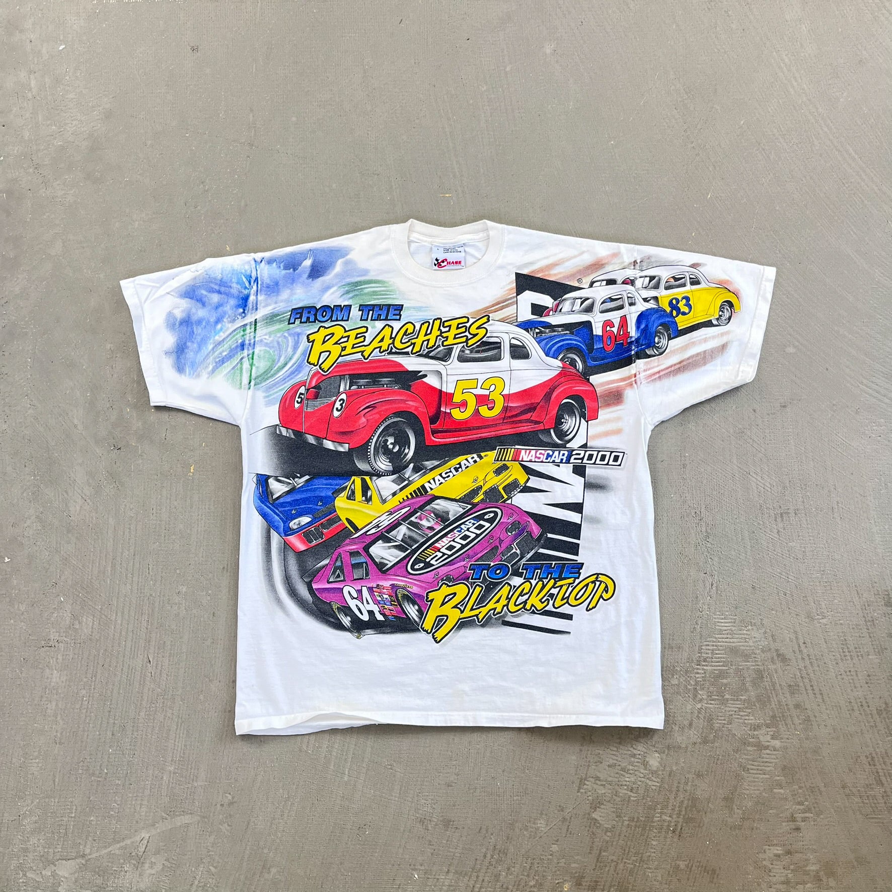 F- Vintage '00 Nascar Into The Future Beaches To Black Tops Chase Authentic Jumbo Print Tee