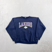 F- Vintage Los Angeles Lakers NBA Text & Logo Crewneck