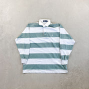 F- Vintage Polo Ralph Lauren Stripped Green/Grey Rugby Shirt