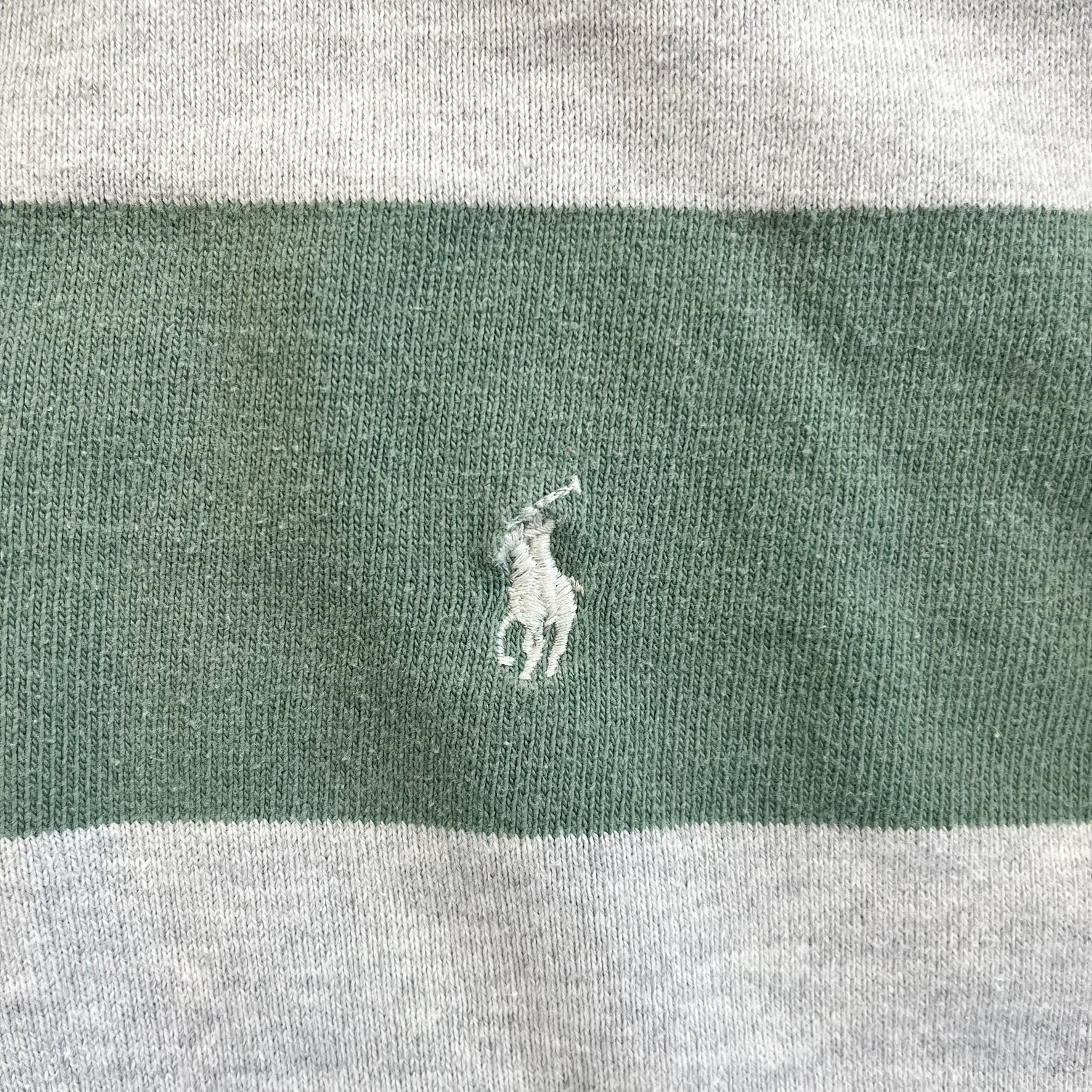 F- Vintage Polo Ralph Lauren Stripped Green/Grey Rugby Shirt