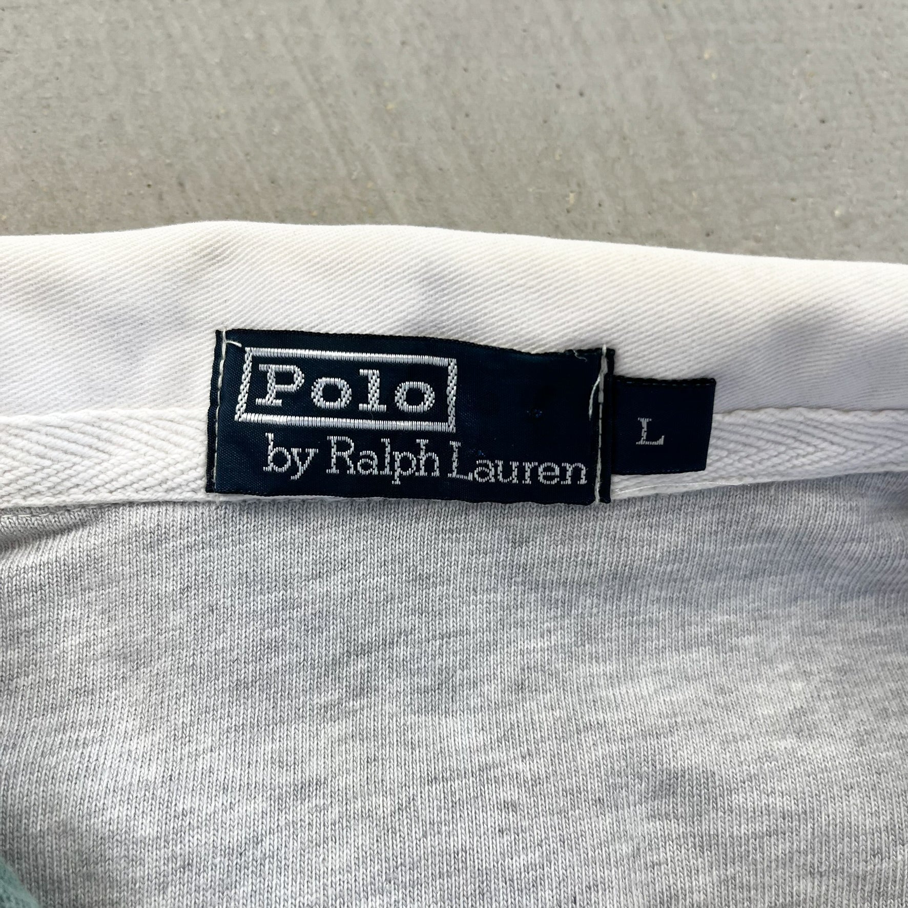 F- Vintage Polo Ralph Lauren Stripped Green/Grey Rugby Shirt
