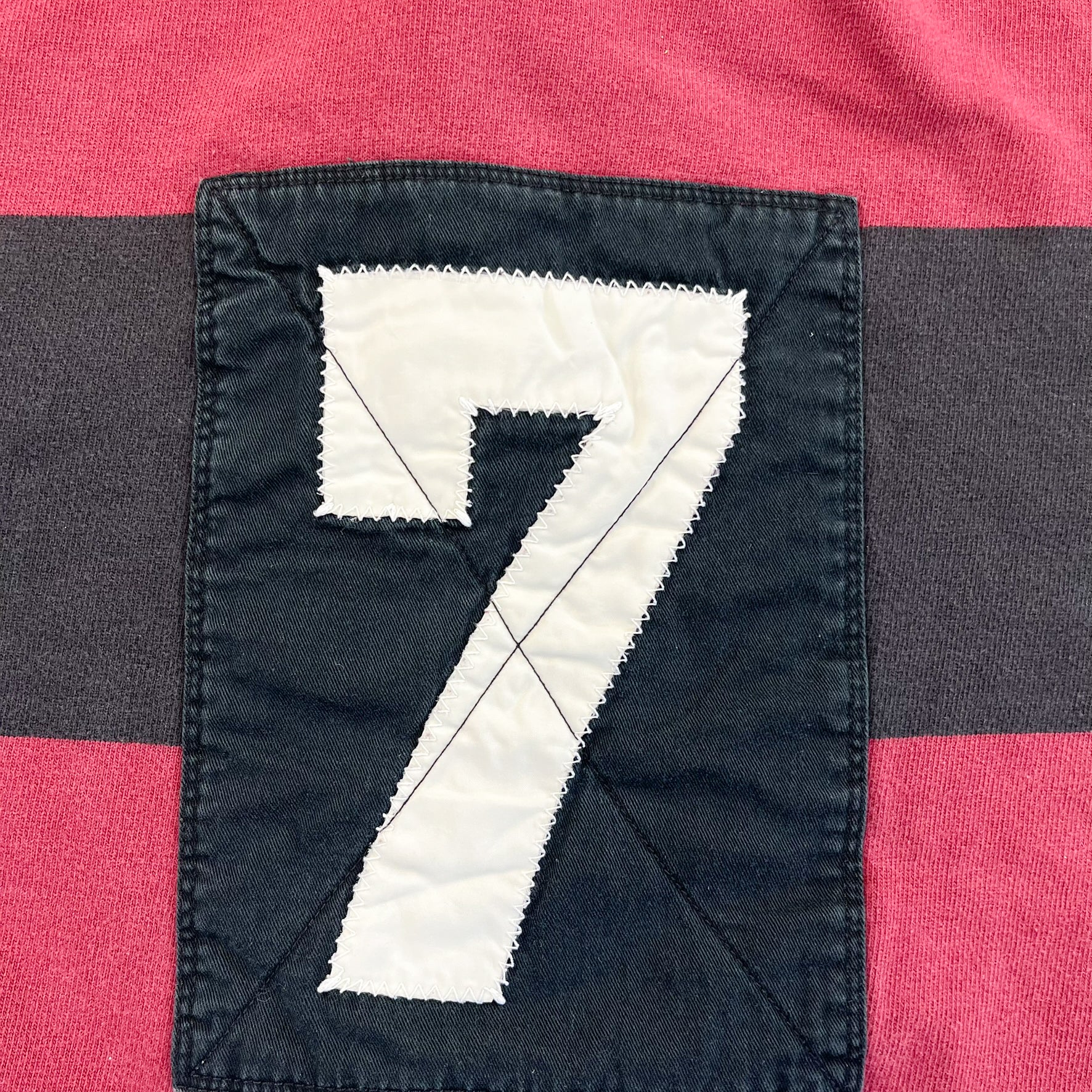 F- Vintage Polo Sport Ralph Lauren Stripped Black/Maroon Rugby Shirt