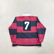 F- Vintage Polo Sport Ralph Lauren Stripped Black/Maroon Rugby Shirt