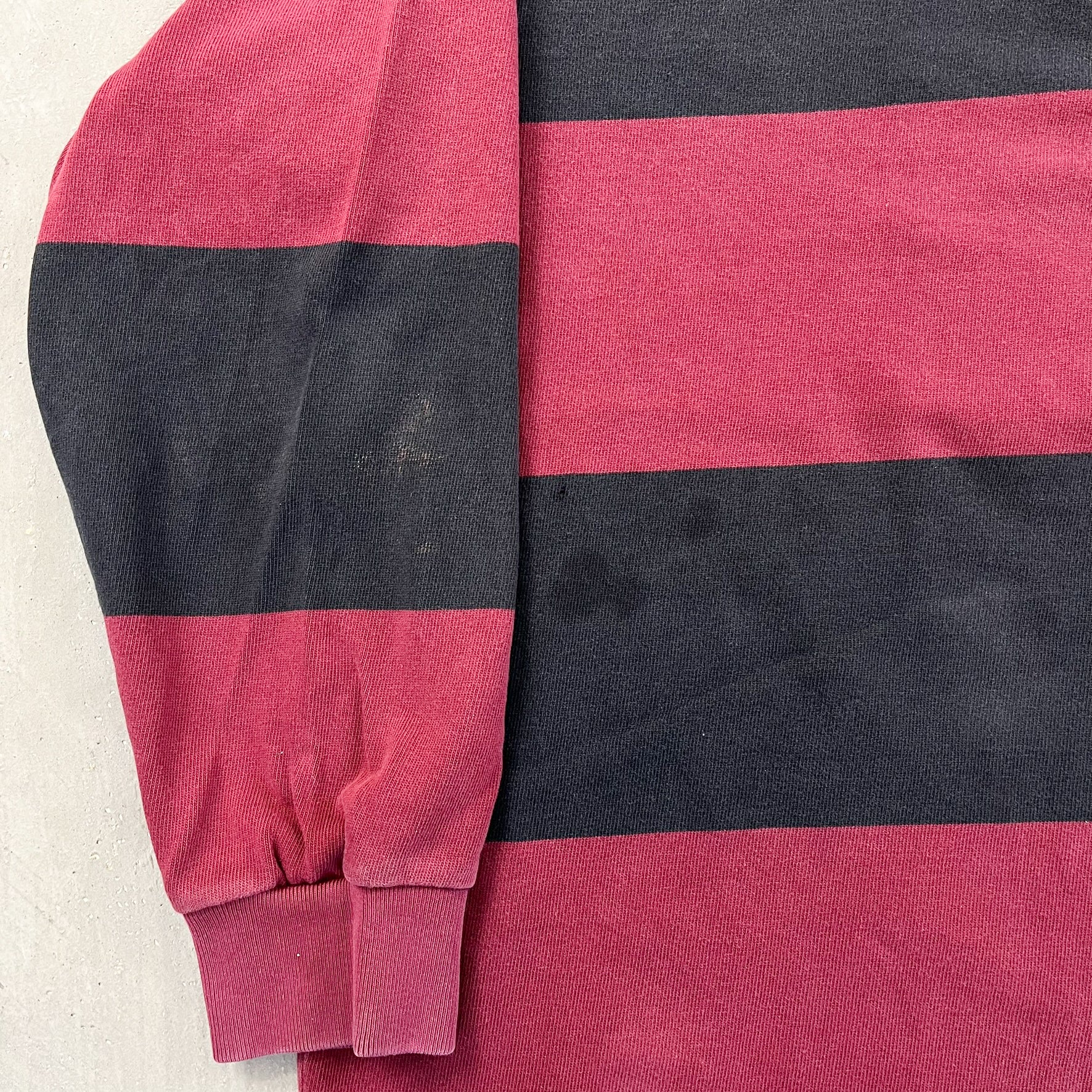 F- Vintage Polo Sport Ralph Lauren Stripped Black/Maroon Rugby Shirt