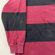 F- Vintage Polo Sport Ralph Lauren Stripped Black/Maroon Rugby Shirt