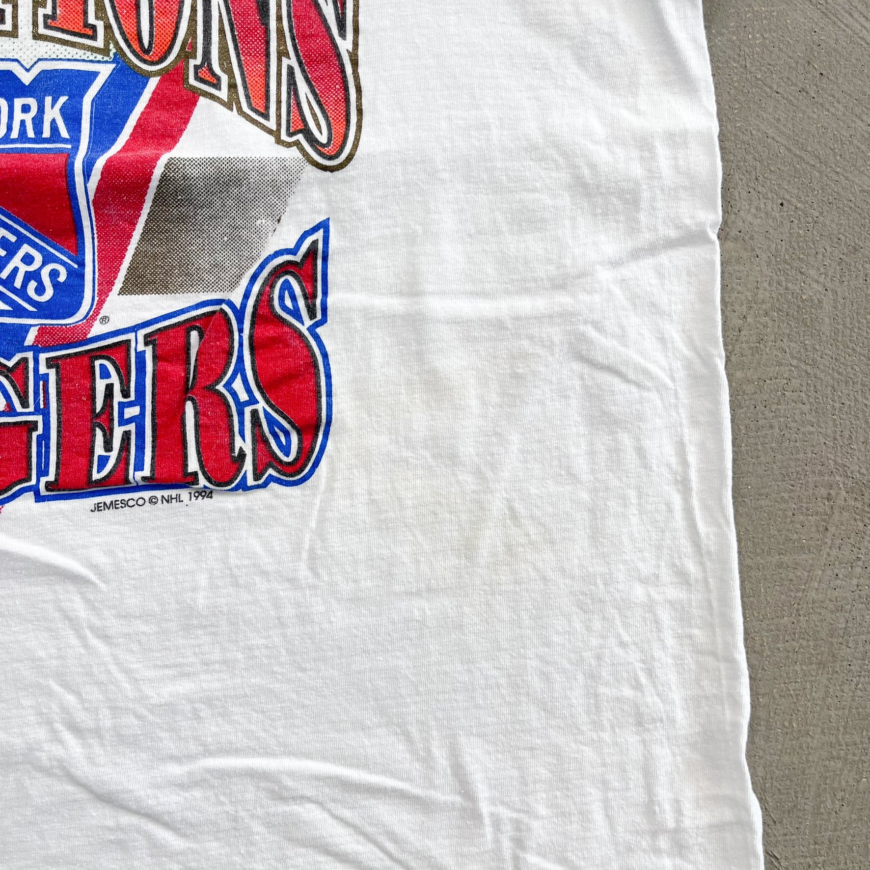 F- Vintage '94 New York Rangers Stanley Cup Champions NHL Single Stitch Tee