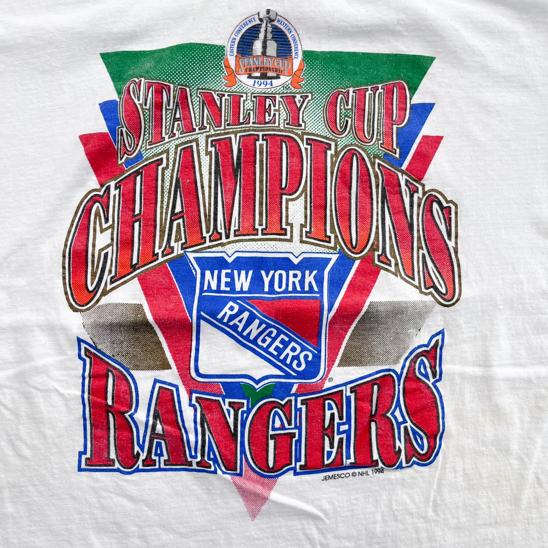F- Vintage '94 New York Rangers Stanley Cup Champions NHL Single Stitch Tee