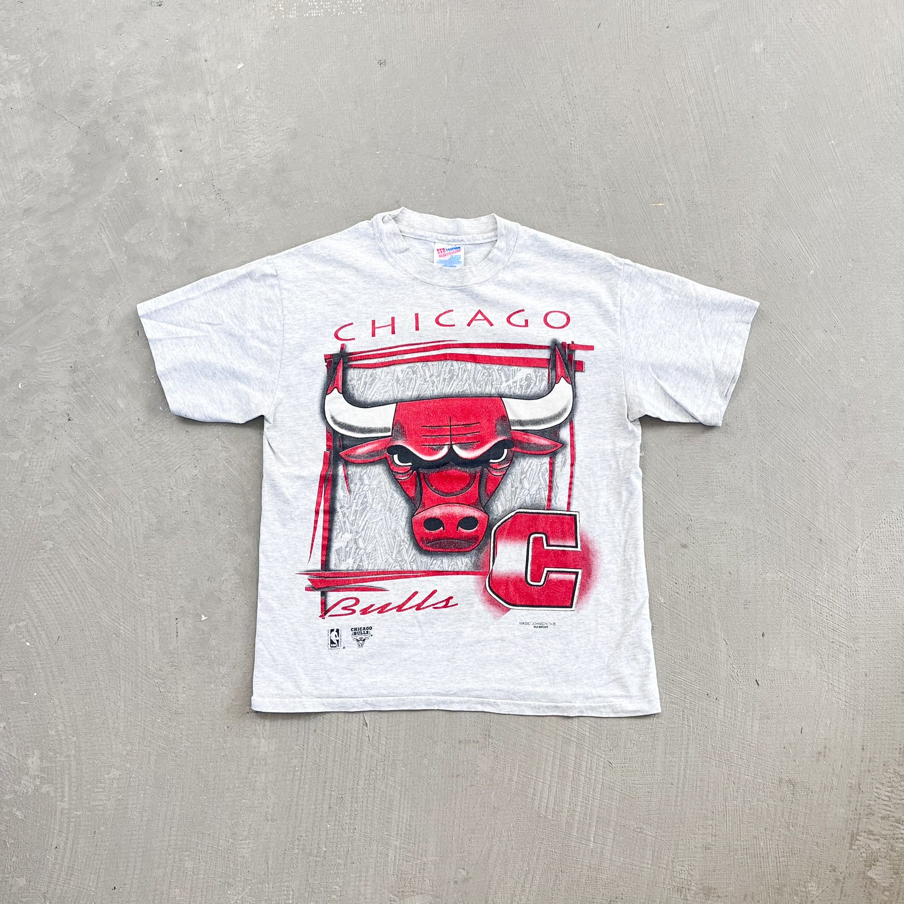 F- Vintage Chicago Bulls NBA Magic Johnson T's Single Stitch Tee
