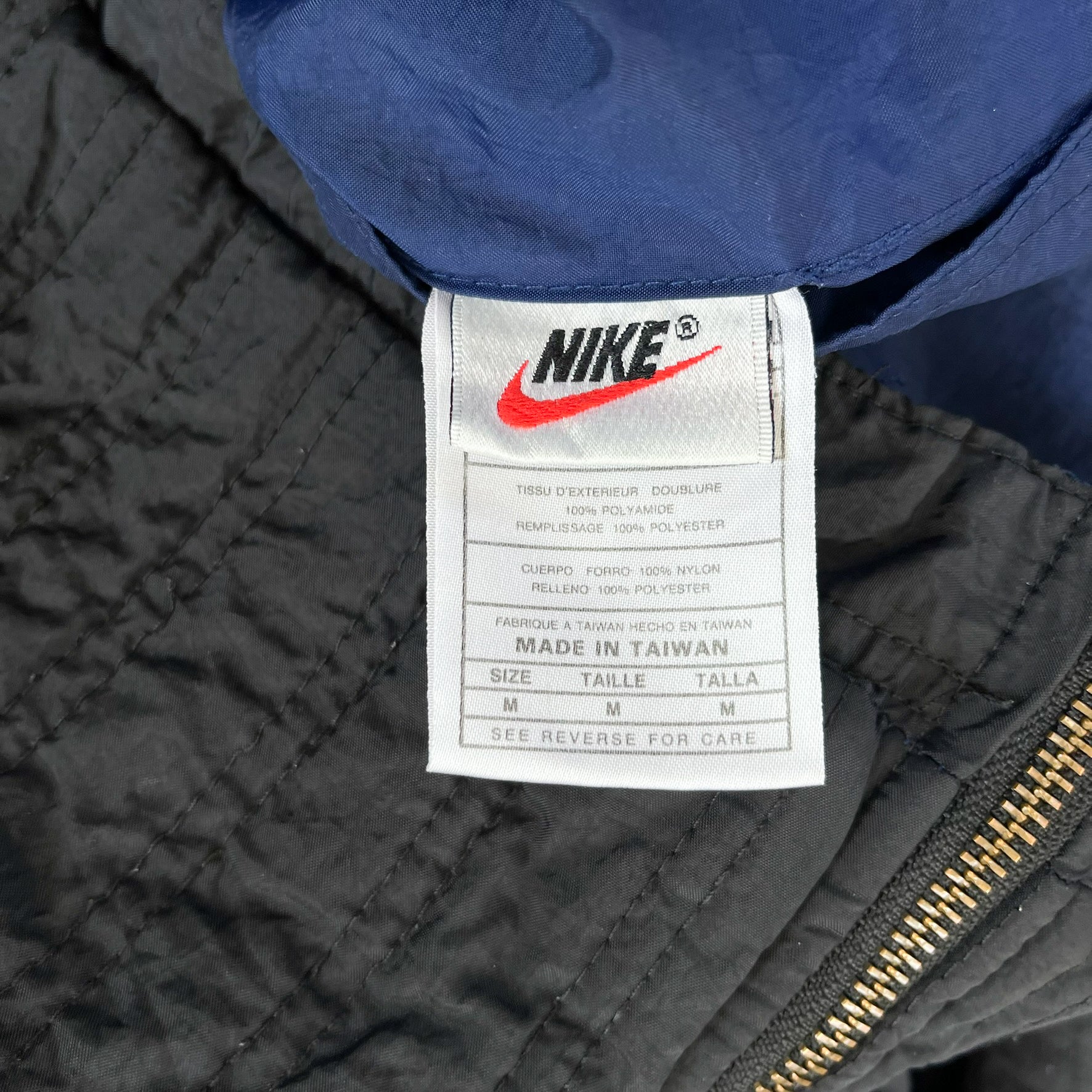 F- Vintage Nike 90's Reversible Navy/Black Zip Up Winter Jacket