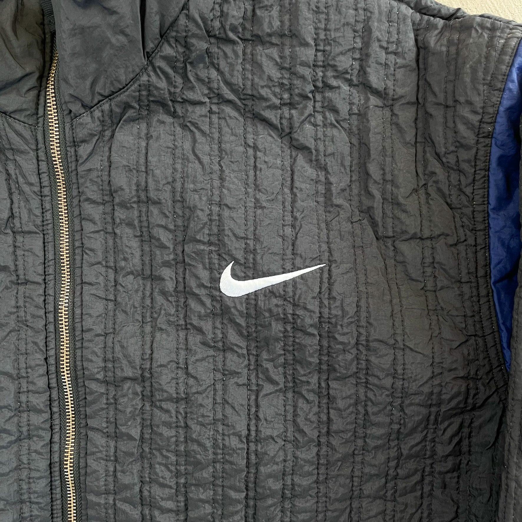F- Vintage Nike 90's Reversible Navy/Black Zip Up Winter Jacket