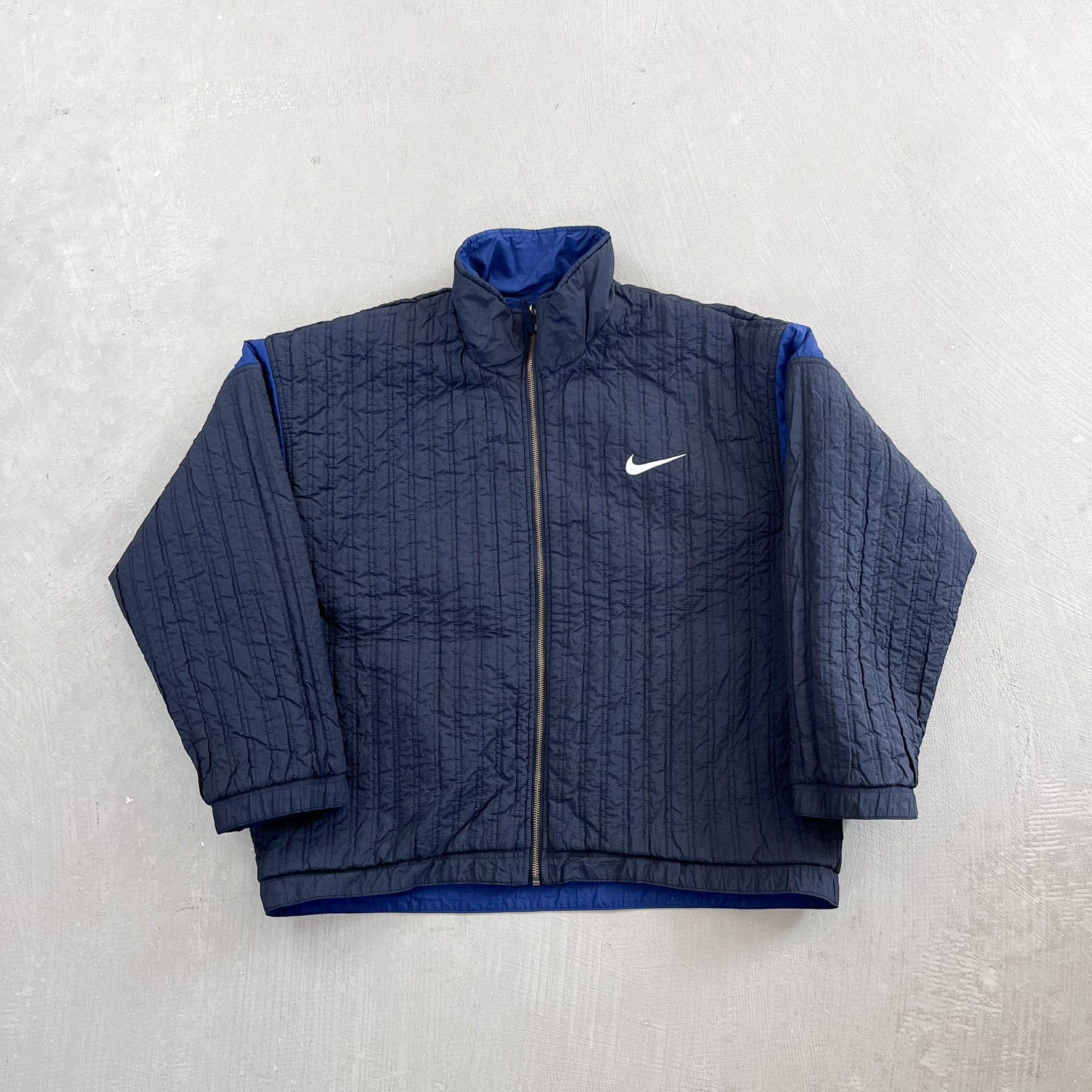 F- Vintage Nike 90's Reversible Navy/Black Zip Up Winter Jacket