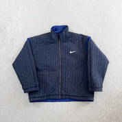 F- Vintage Nike 90's Reversible Navy/Black Zip Up Winter Jacket