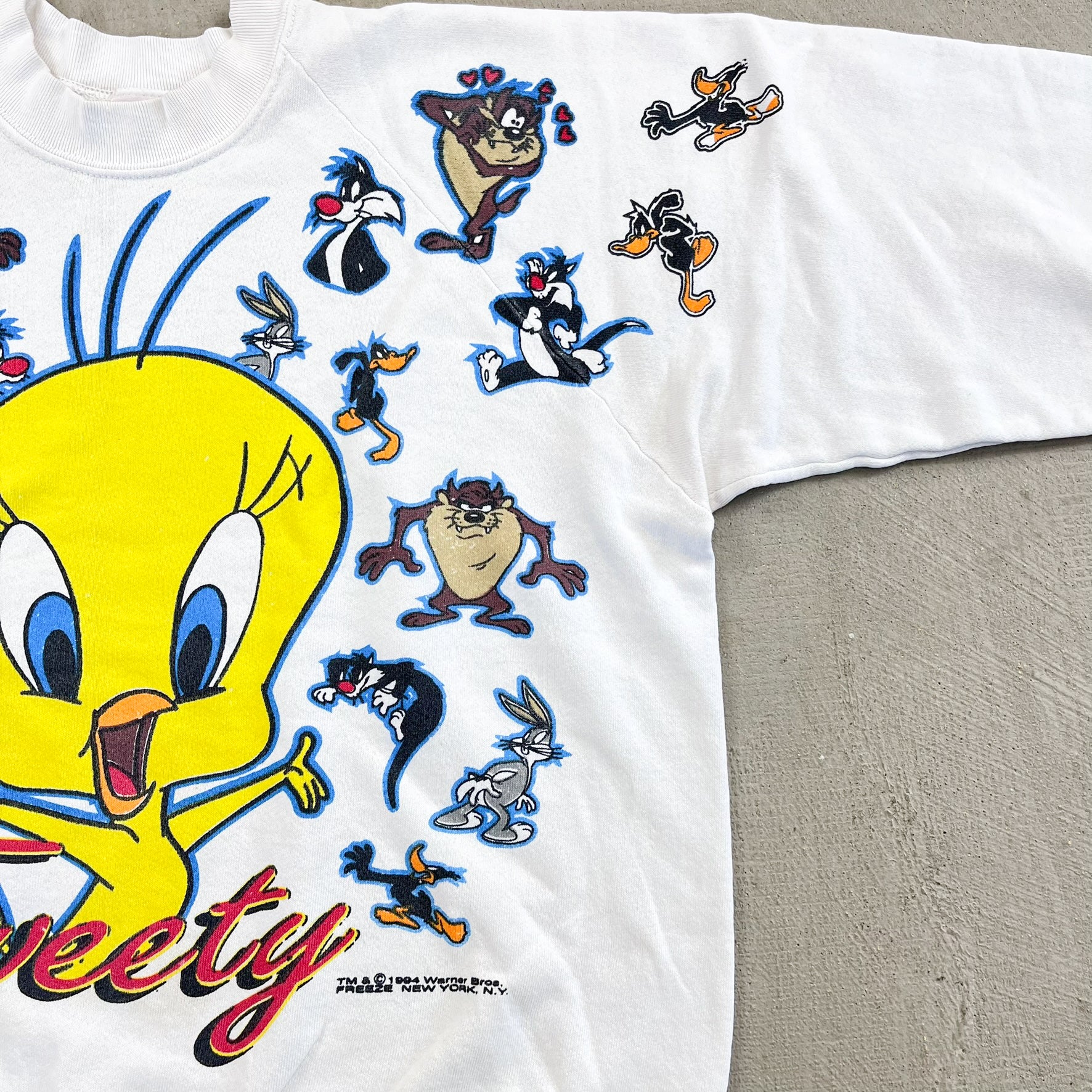 F- Vintage '94 Looney Tunes Tweety Bird & Co. Jumbo Print Crewneck