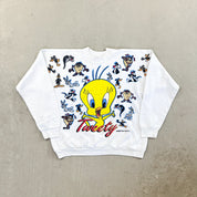 F- Vintage '94 Looney Tunes Tweety Bird & Co. Jumbo Print Crewneck
