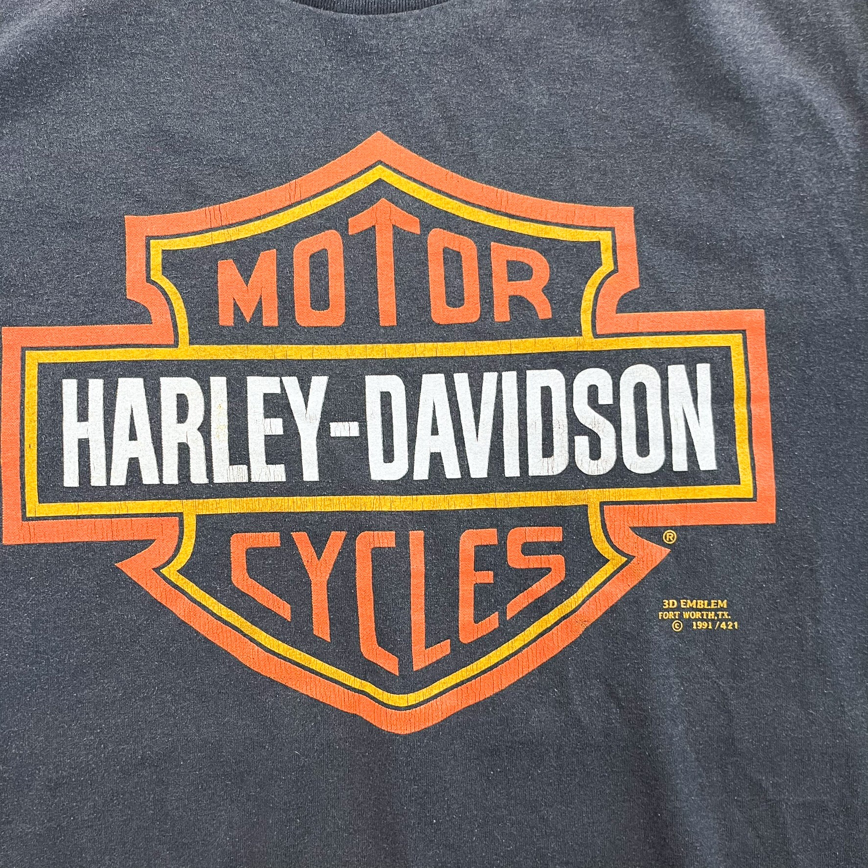 F- Vintage '91 3D Emblem Harley Davidson Logo Single Stitch Tee