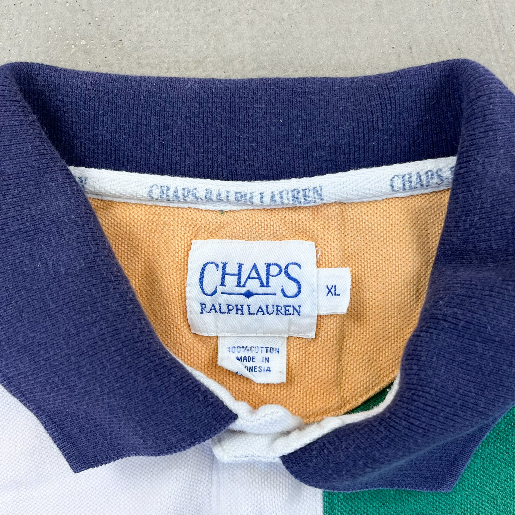 F- Vintage Chaps Ralph Lauren Stripped Short Sleeve Polo Tee