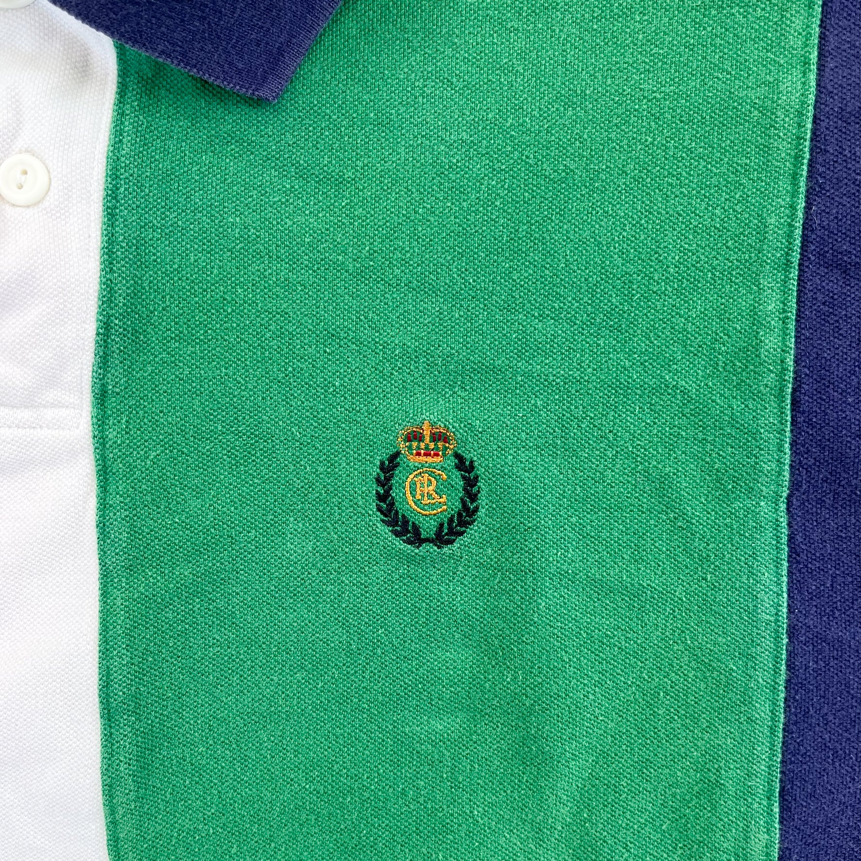 F- Vintage Chaps Ralph Lauren Stripped Short Sleeve Polo Tee