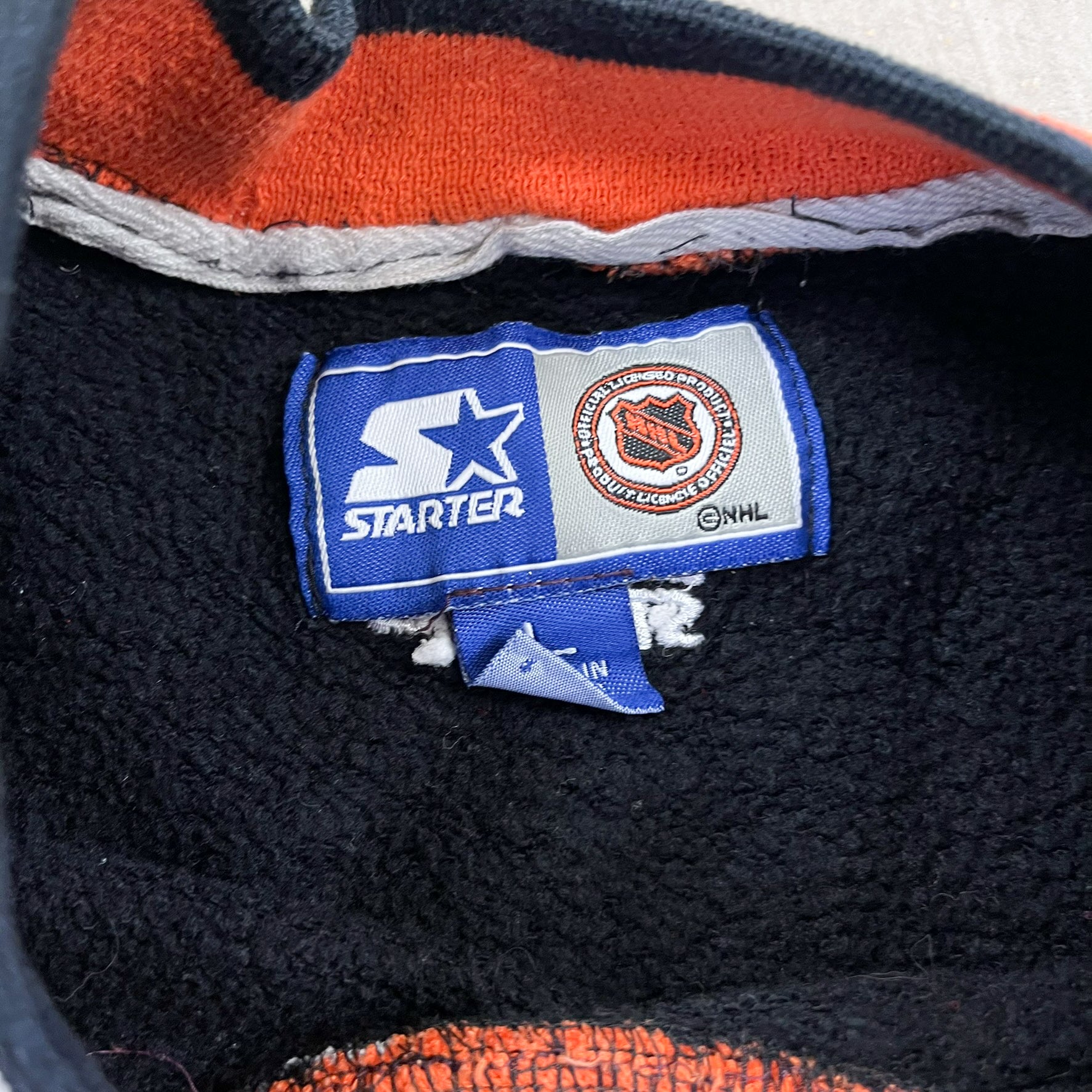 F- Vintage Philadelphia Flyers NHL Starter Embroidered Text Crewneck
